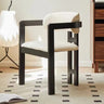 Rubberwood Upholstered Seat Arm Dining Chair Black Image - 2