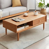 Rusitc Rectangular Natural Wood Coffee Table with Drawers Image - 1