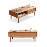 Rusitc Rectangular Natural Wood Coffee Table with Drawers Image - 4