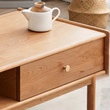 Rusitc Rectangular Natural Wood Coffee Table with Drawers Image - 5