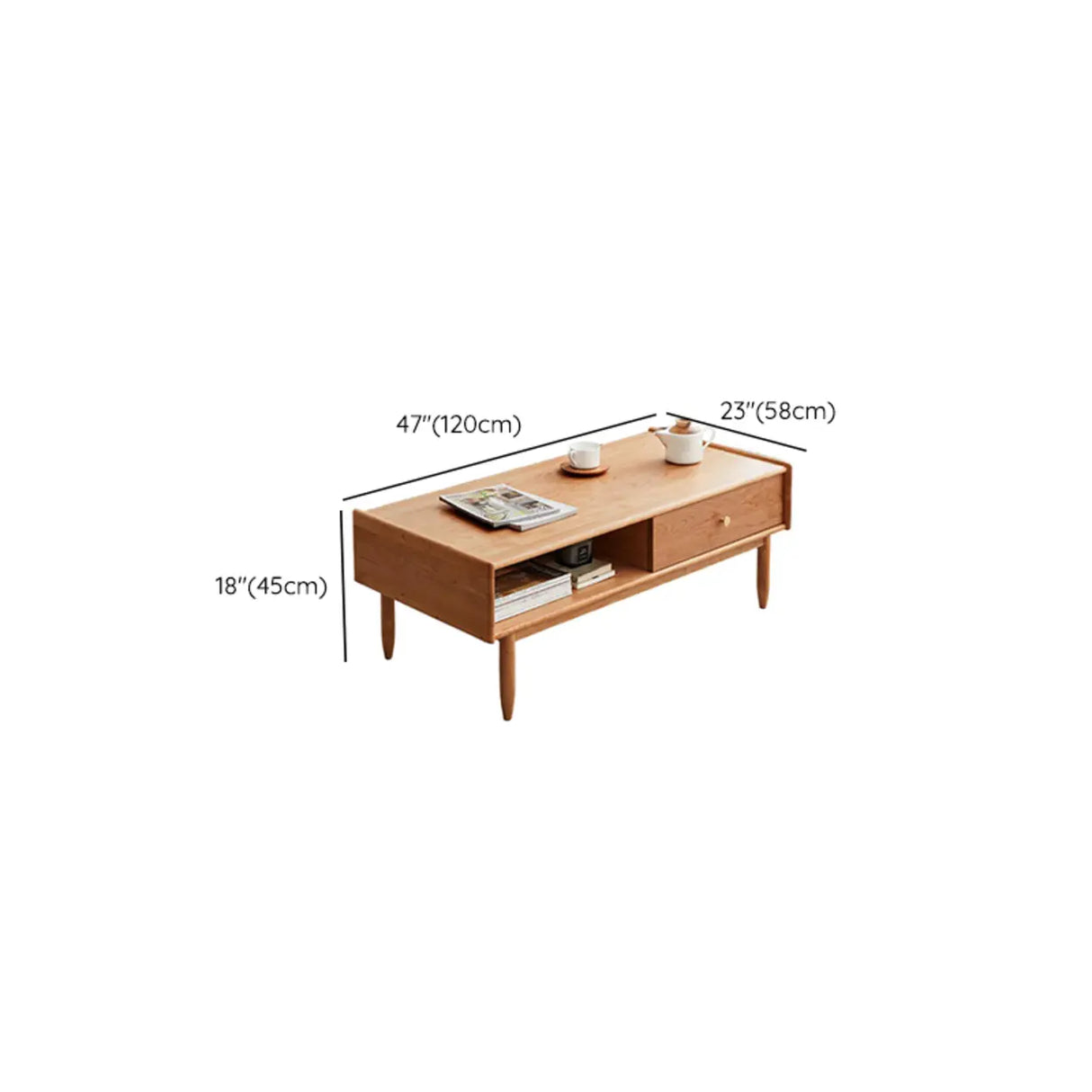 Rusitc Rectangular Natural Wood Coffee Table with Drawers 