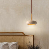 Rusti Natural Finish Sintered Stone Drum Pendant Light Image - 1