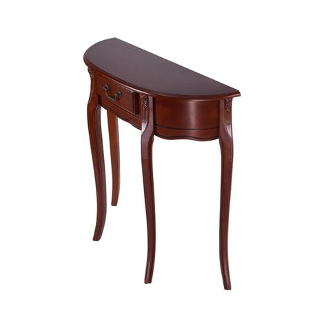 Rustic Accent Half Moon Wood Console Table with Drawer Image - 1