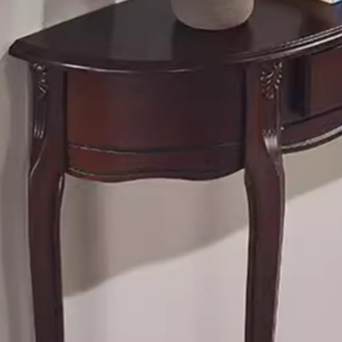 Rustic Accent Half Moon Wood Console Table with Drawer Image - 6