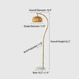 Rustic Arched Weaving Bamboo Foot Switch Floor Lamp #size