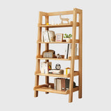 Rustic Ash Wood Simple Ladder Open Back Bookshelf Image - 6
