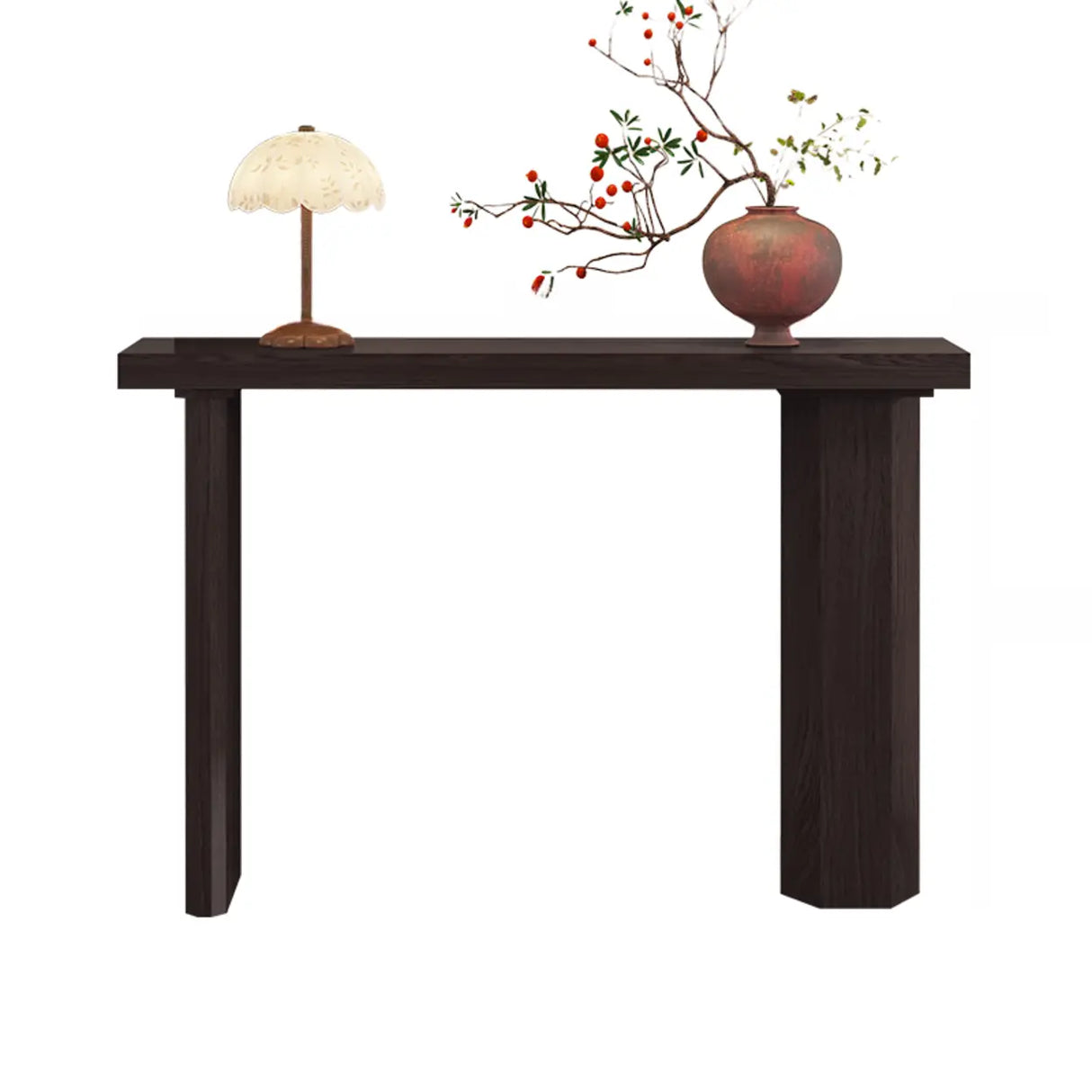 Rustic Asymmetric Wood Leg Entryway Console Table Image - 3