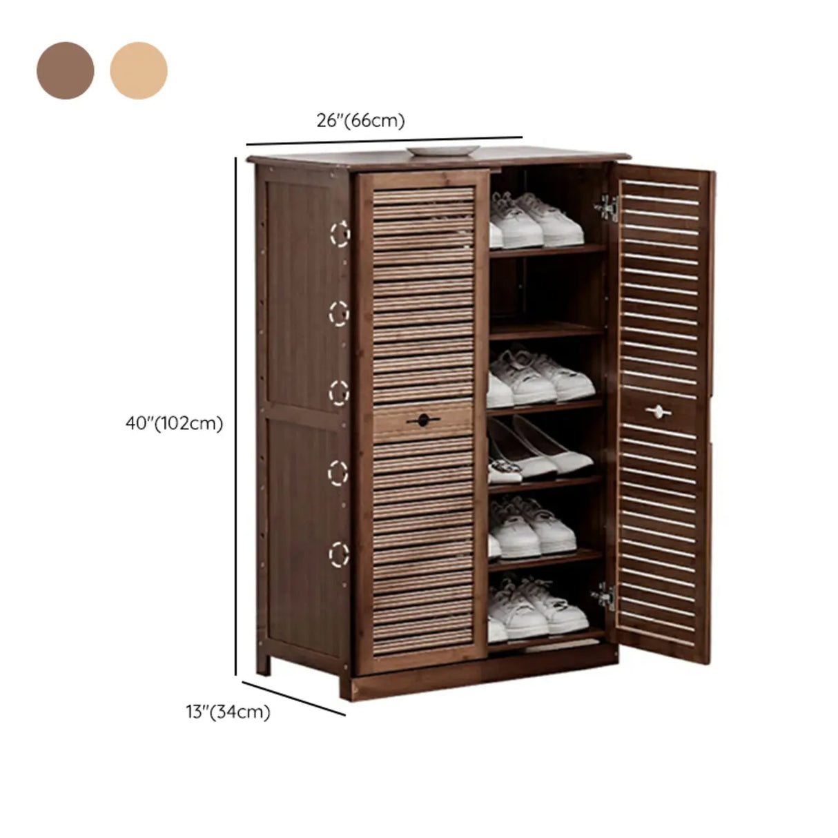 Rustic Bamboo Adjustable Hallway Brown Medium Shoe Storage 