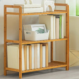 Rustic Bamboo Rectangular Open Shelf Storage Bookshelf Image - 10