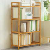 Rustic Bamboo Rectangular Open Shelf Storage Bookshelf Image - 11