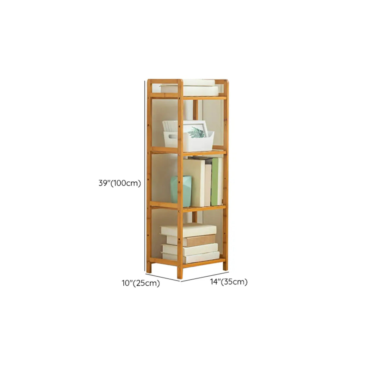 Rustic Bamboo Rectangular Open Shelf Storage Bookshelf Image - 19