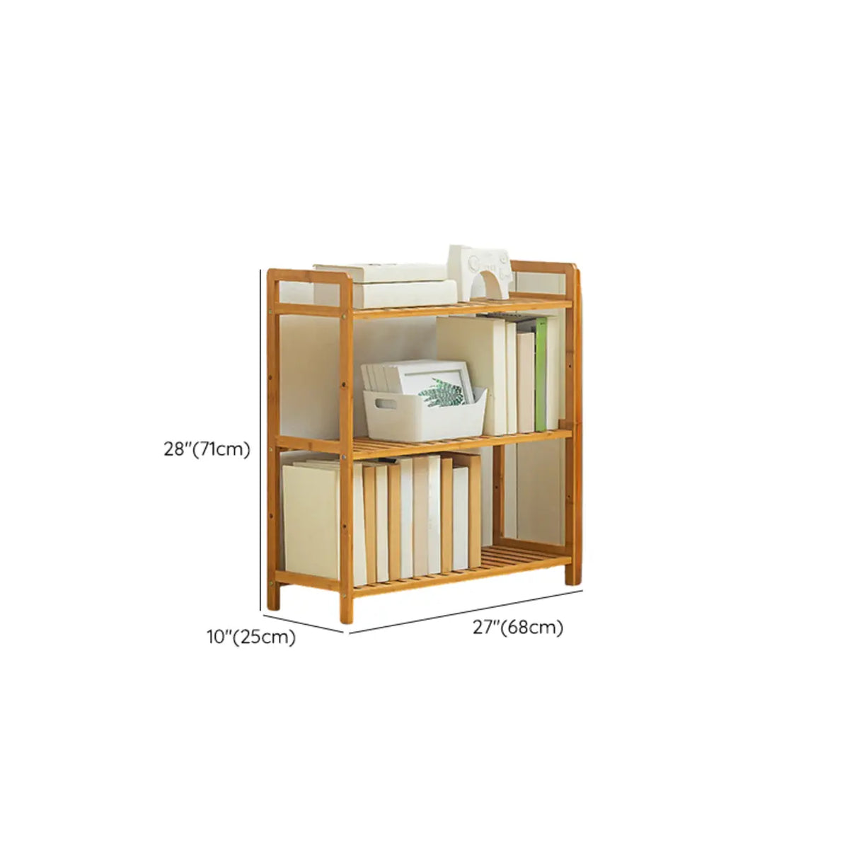 Rustic Bamboo Rectangular Open Shelf Storage Bookshelf Image - 21