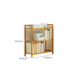 Rustic Bamboo Rectangular Open Shelf Storage Bookshelf Image - 21