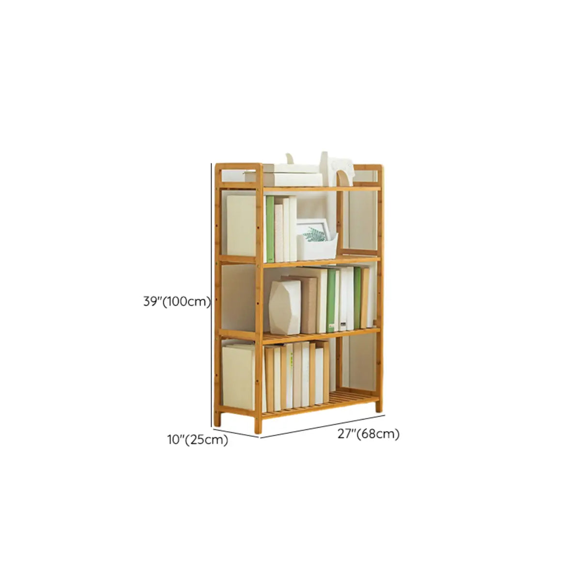 Rustic Bamboo Rectangular Open Shelf Storage Bookshelf Image - 22
