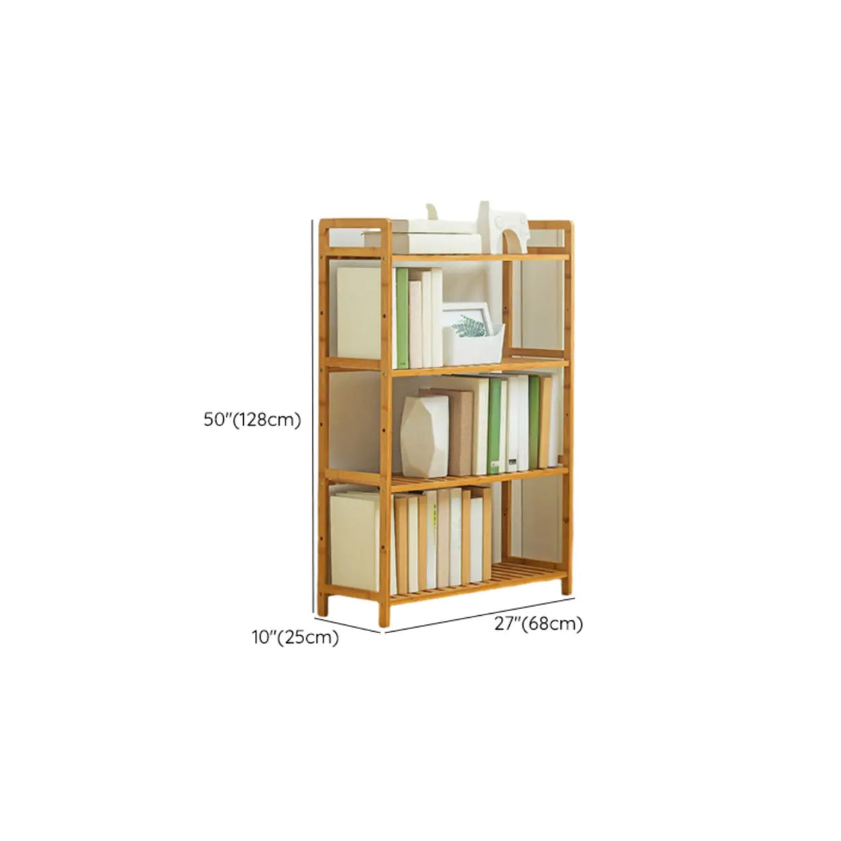 Rustic Bamboo Rectangular Open Shelf Storage Bookshelf Image - 23