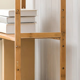 Rustic Bamboo Rectangular Open Shelf Storage Bookshelf Image - 5