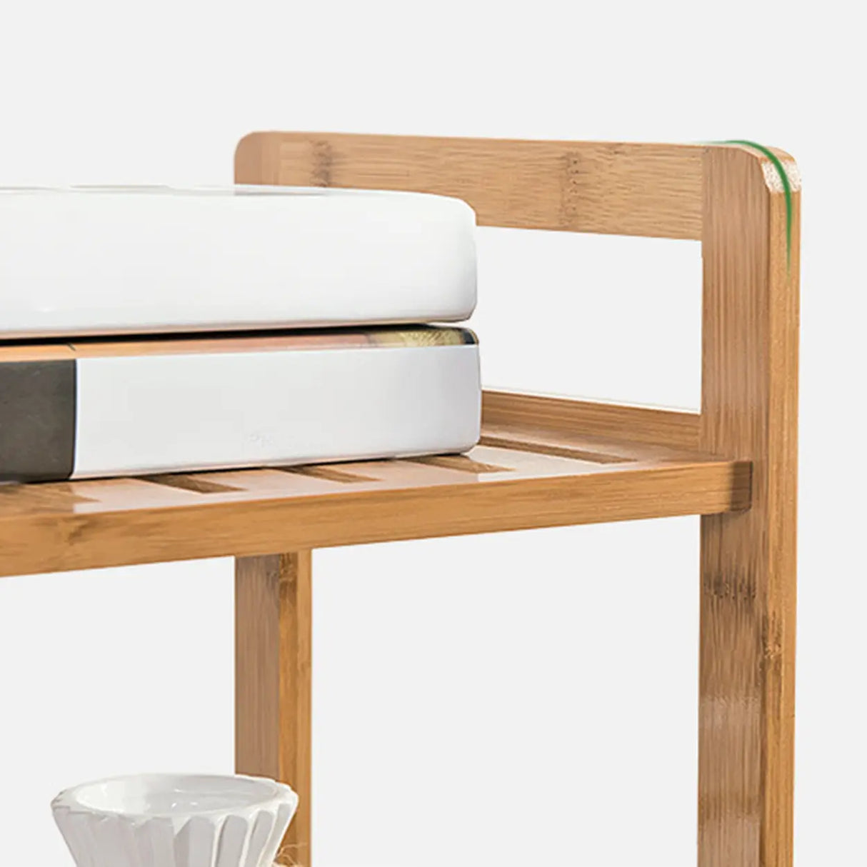Rustic Bamboo Rectangular Open Shelf Storage Bookshelf Image - 7