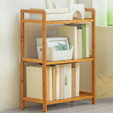 Rustic Bamboo Rectangular Open Shelf Storage Bookshelf Image - 8