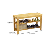 Rustic Bamboo Wood Shoe Storage Bench Rack Entryway Image - 16