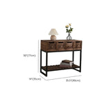 Rustic Black Frame Wood Storage Square Console Table Image - 10
