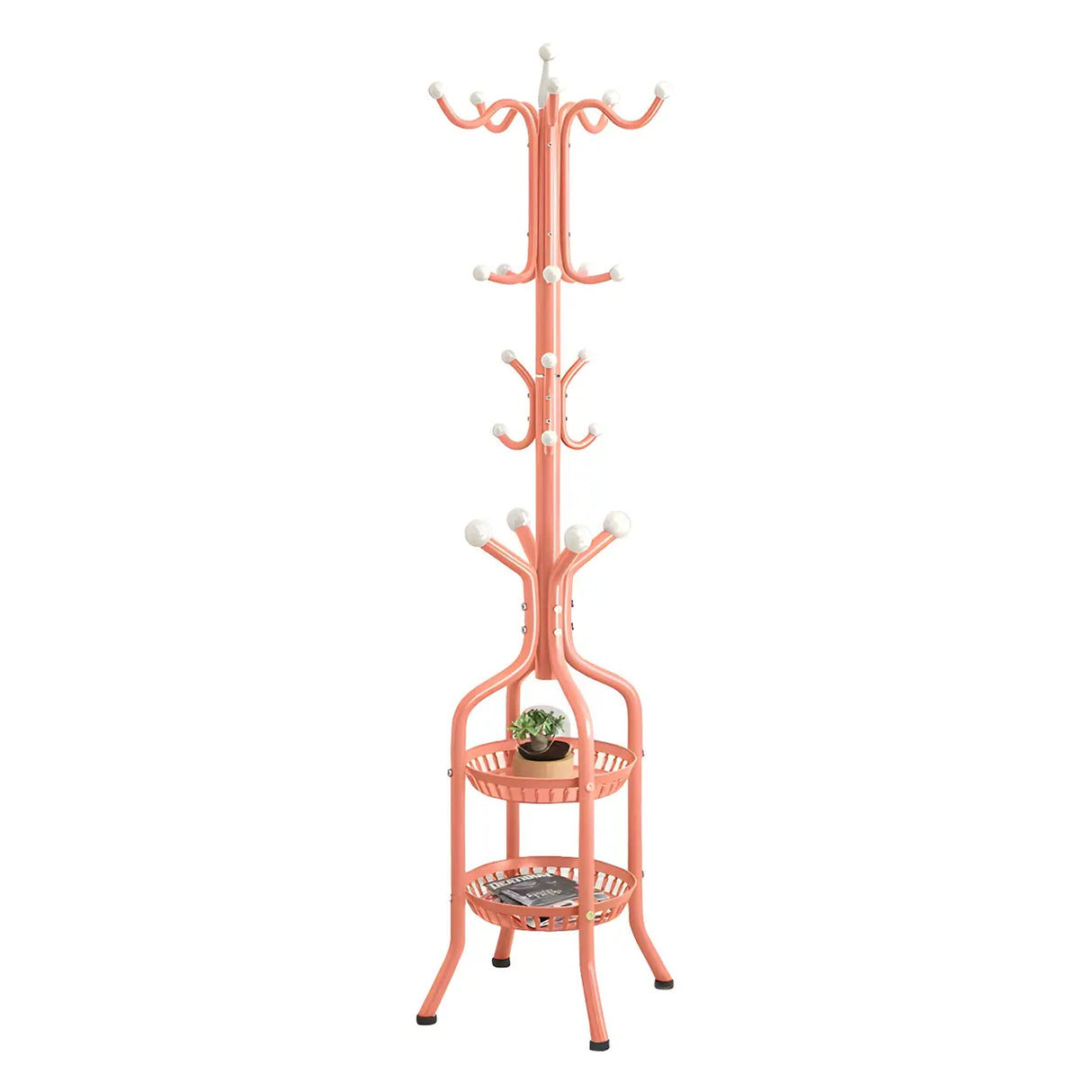 Rustic Black Hooks Metal Space-Saving Freestand Hall Tree Image - 13