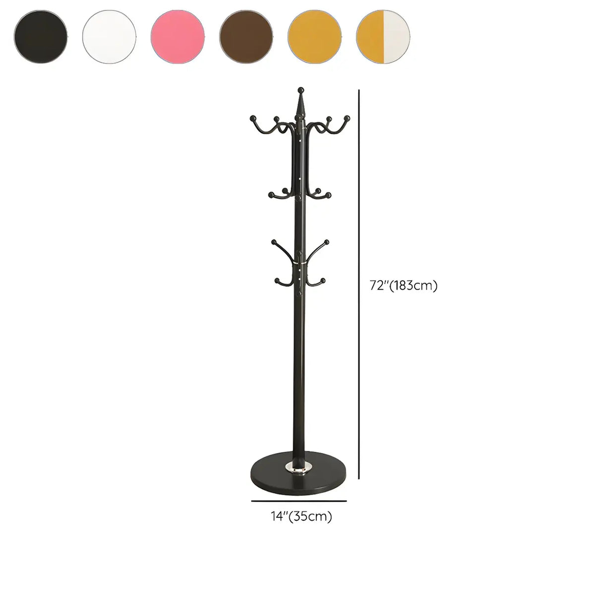 Rustic Black Hooks Metal Space-Saving Freestand Hall Tree 