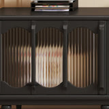 Rustic Black Wood Drawers Cabinet Long TV Stand Image - 11