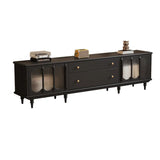 Rustic Black Wood Drawers Cabinet Long TV Stand Image - 3