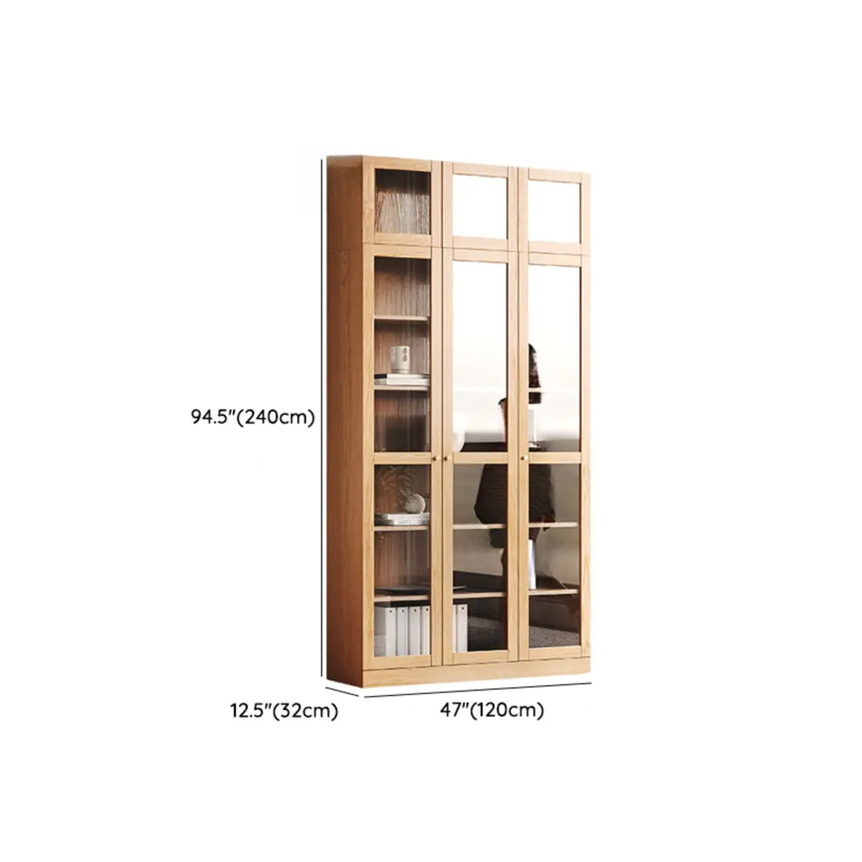 Rustic Brown 6-Tier Tall Oak Wooden Storage Bookcase Image - 18