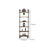 Rustic Brown Industrial Iron Pipe Wall-Mount Bookshelf Image - 26
