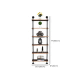 Rustic Brown Industrial Iron Pipe Wall-Mount Bookshelf Image - 31