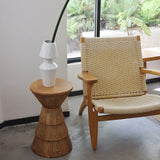 Rustic Brown Pedestal Round Natural Wood Side Table Image - 5
