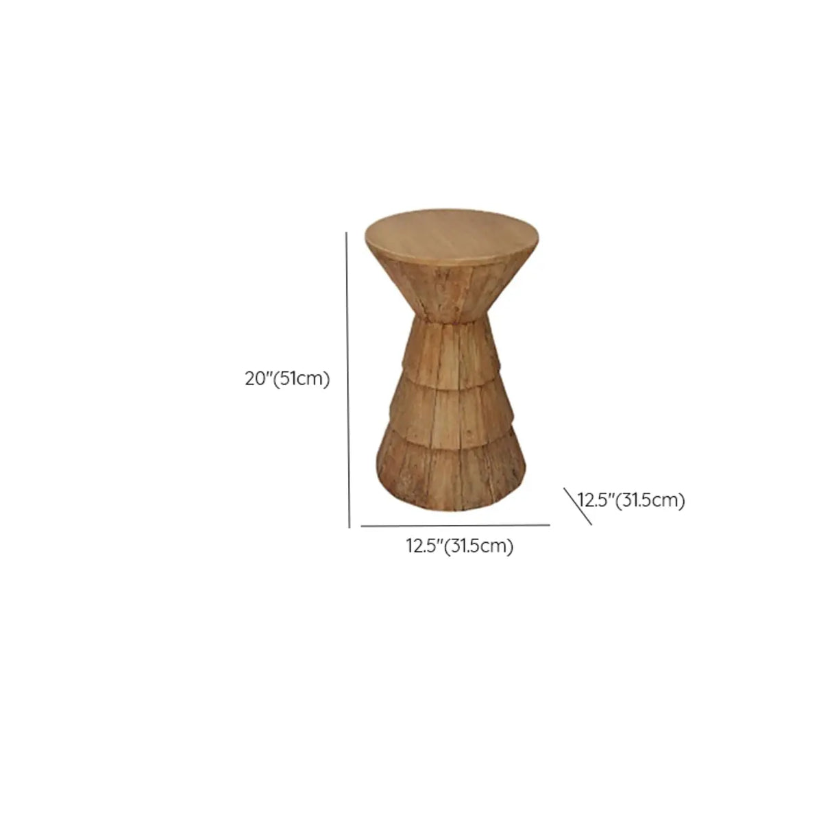 Rustic Brown Pedestal Round Natural Wood Side Table 