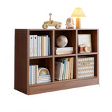 Rustic Brown Rectangular Cube Wooden Storage Bookcase Image - 10