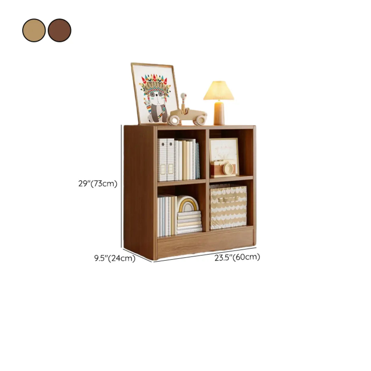 Rustic Brown Rectangular Cube Wooden Storage Bookcase 