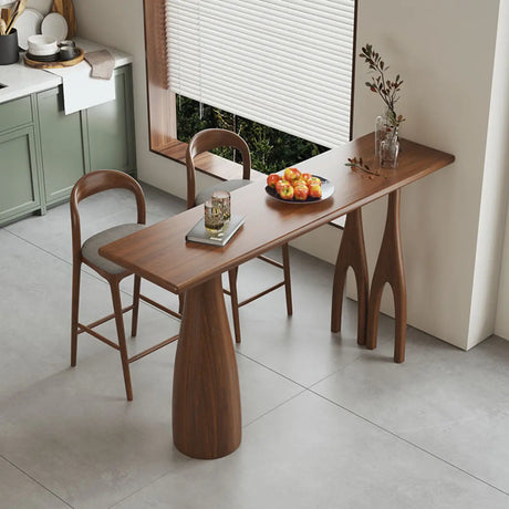 Rustic Brown Rectangular Wood Bar Table for Dining Image - 1