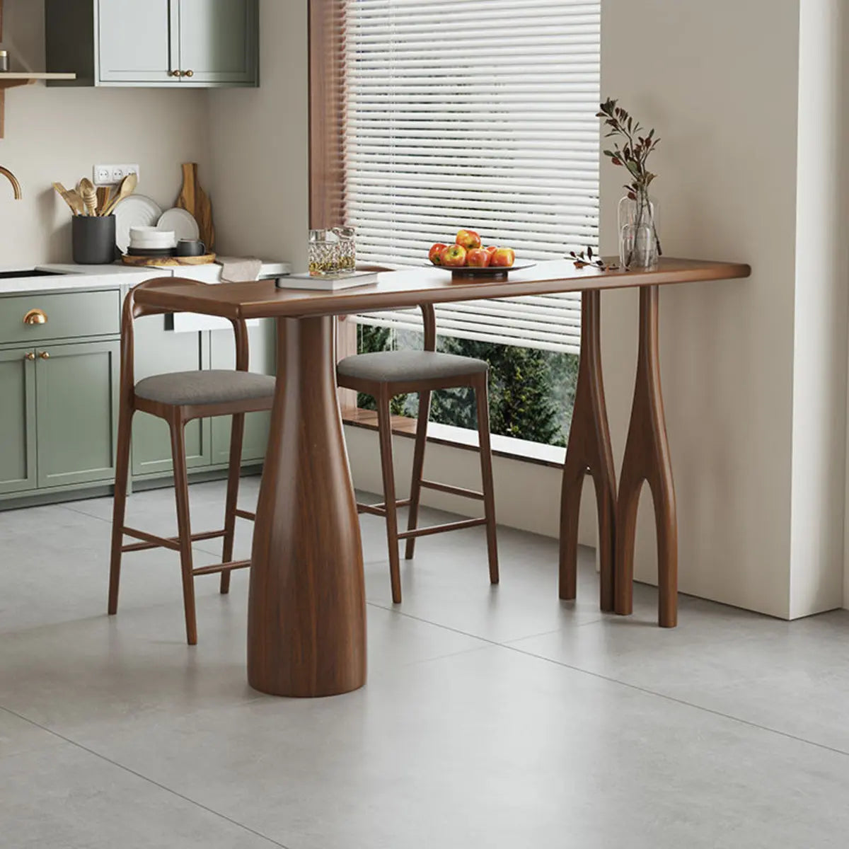 Rustic Brown Rectangular Wood Bar Table for Dining Image - 3