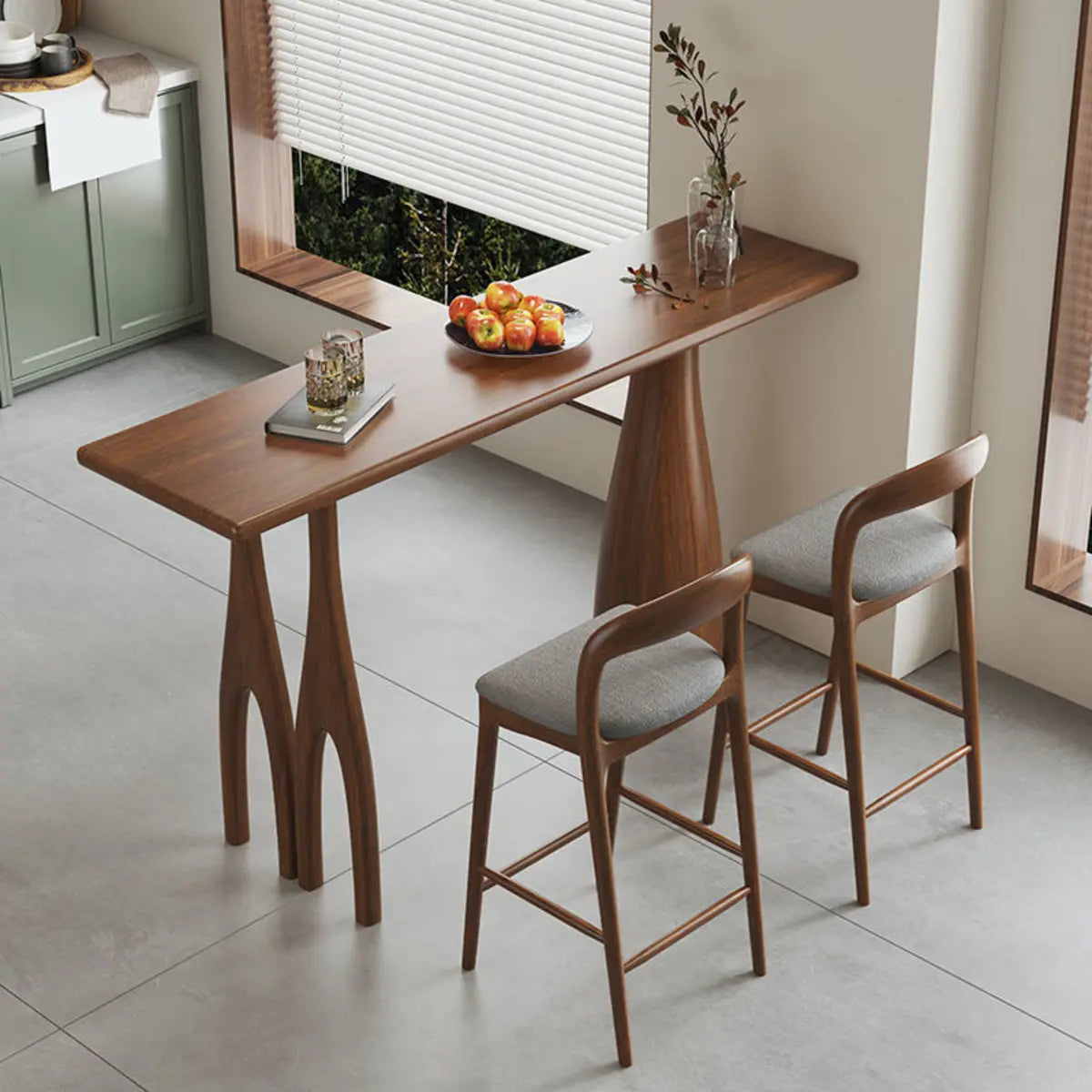 Rustic Brown Rectangular Wood Bar Table for Dining Image - 4