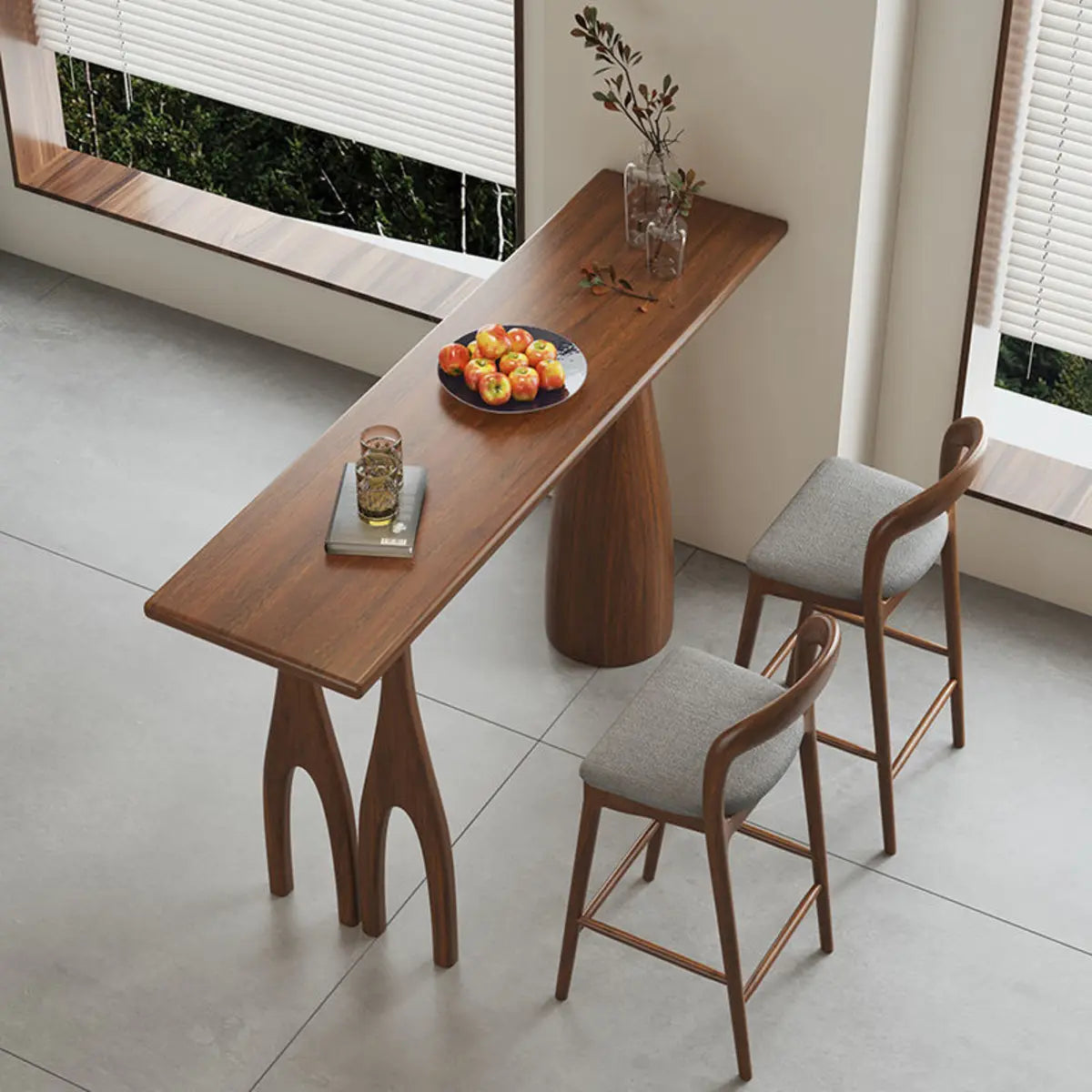 Rustic Brown Rectangular Wood Bar Table for Dining Image - 6
