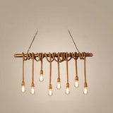 Rustic Brown Rope Kitchen Island Chandelier Lighting Image - 8