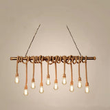Rustic Brown Rope Kitchen Island Chandelier Lighting Image - 9