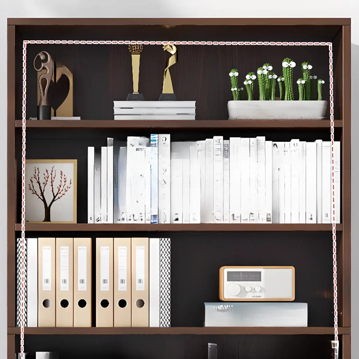 Rustic Brown Walnut Finish Wood Barrister Bookcase Image - 15