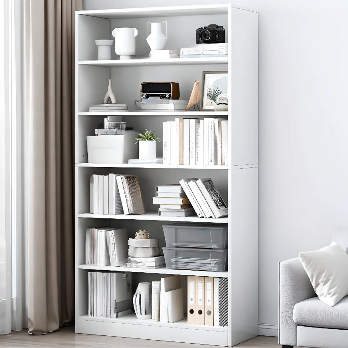 Rustic Brown Walnut Finish Wood Barrister Bookcase Image - 17