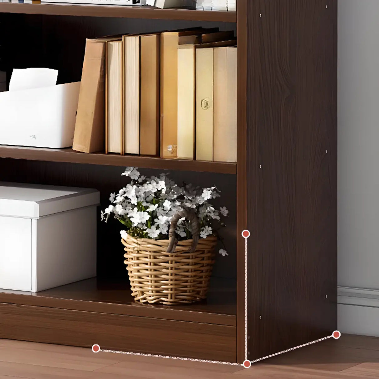 Rustic Brown Walnut Finish Wood Barrister Bookcase Image - 8