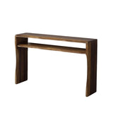 Rustic Brown Wood Narrow Entryway Console Table with Shelf Image - 2