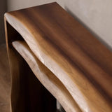 Rustic Brown Wood Narrow Entryway Console Table with Shelf Image - 5