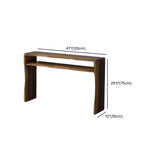 Rustic Brown Wood Narrow Entryway Console Table with Shelf Image - 9
