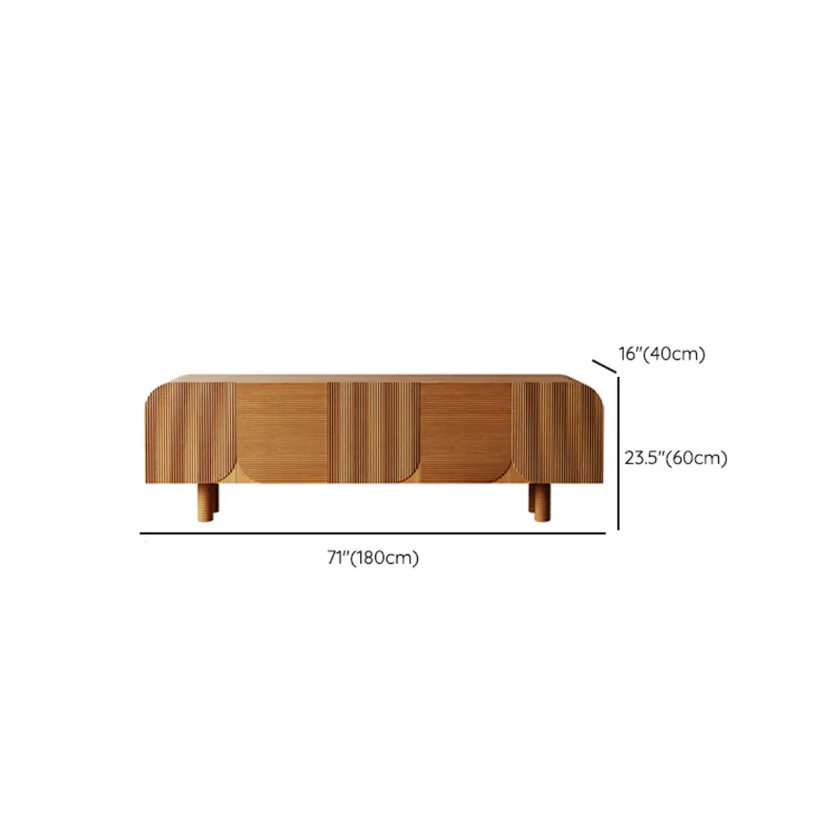 Rustic Brown Wooden Long Curved TV Stand with Cabinet 