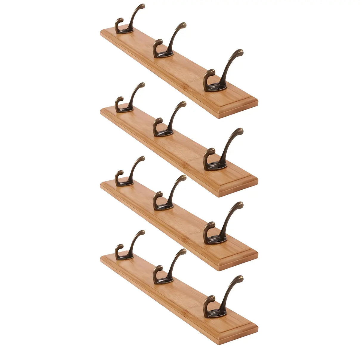 Rustic Brown Wooden Wall-Mount Coat Rack with Hooks Image - 16
