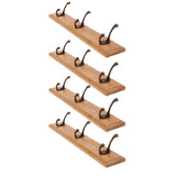 Rustic Brown Wooden Wall-Mount Coat Rack with Hooks Image - 16
